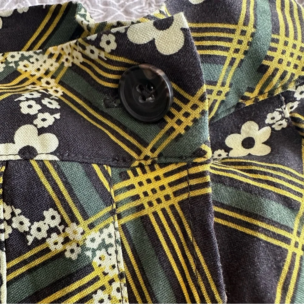 Urban Outfitters Floral Plaid Schoolgirl Grunge Pleated Wrap Mini Skirt Size S